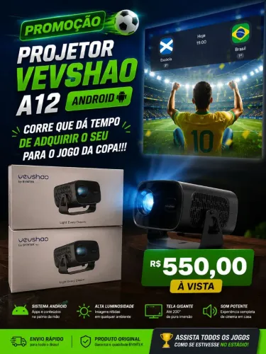 Projetor Vevshao A12 (NOVO)