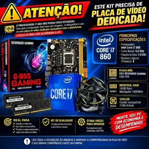 Kit Intel Core i7-860 + H55 LGA1156 + 16GB DDR3 1600MHz + COOLER