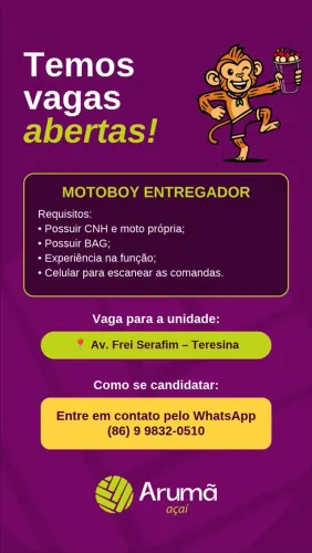 Vaga para motoboy entregador