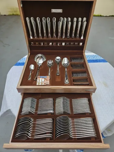 FAQUEIRO TRAMONTINA CLASSIC EM AÇO INOX 101 PEÇAS ESTOJO DE MADEIRA NUNCA USADO