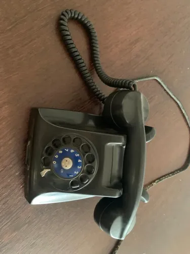 Telefone Antigo de Disco Preto Vintage para Decoração