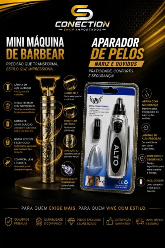 KIT MÁQUINA DE BARBEAR E APARADOR NASAL