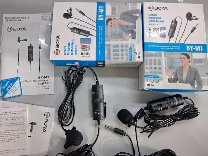Boya BY-M1. Dois microfones lapela. Novos, sem uso.