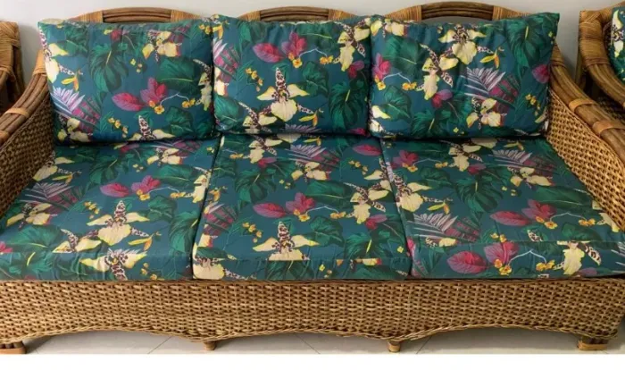 sofa 3 lugares bambu lindo tecido impermiavel