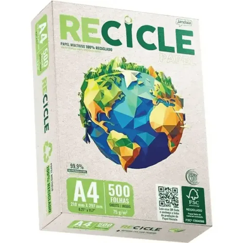 papel a4 sulfite reciclado 75g 500 folhas #novo