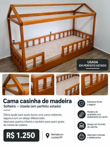 Cama montessoriana infantil madeira maciça