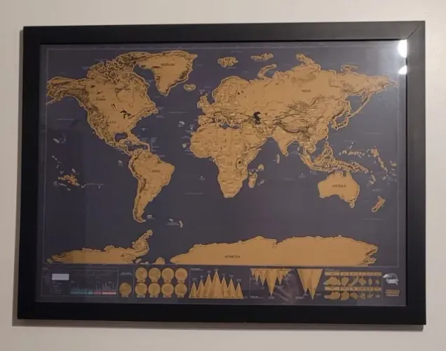 Quadro mapa mundi de raspar