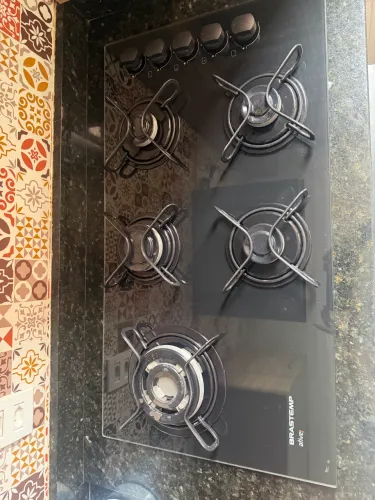 Cooktop Brastemp Ative! 5 Bocas - Vidro Temperado Preto | Tripla Chama