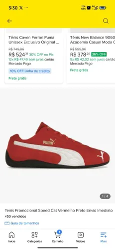 Tênis Promocional Speedcat Vermelho Preto