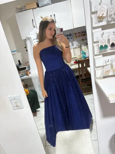 VESTIDO AZUL ROYAL BRILHOSO