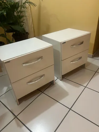 Kit 2 Mesas de Cabeceira / Criado-Mudo (Com 2 Gavetas)