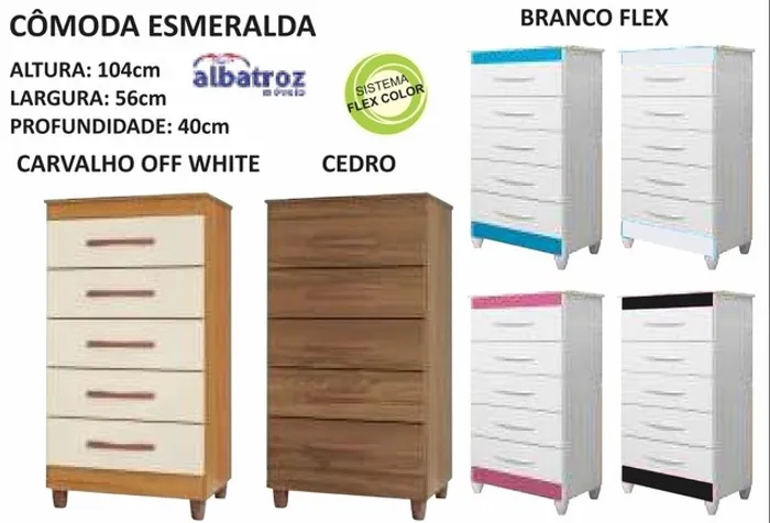 Cômoda 5 gavetas montagem grátis nova