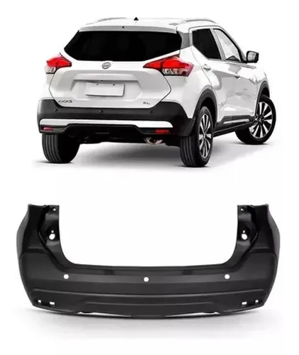 Parachoque Traseiro Nissan Kicks 2022 - Furo Sensor de Estacionamento - Preto Liso - TYG