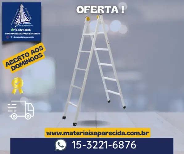 Escada Extensiva Metalon Branca 6 Degraus - novo
