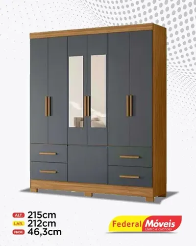 Guarda Roupa 7 Portas 4 Gavetas com Espelho Direto da Fabrica Promoção