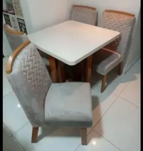 Mesa de jantar MDF caderias Laguna na cor bege ou cinza 4 lugares 