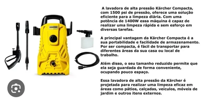 LAVADORA DE PRESSÃO COMPACTA KARCHER 1500PSI