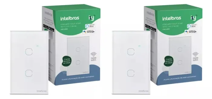 2 Interruptores Smart Inteligente Wi-fi 2 Teclas Ews 1002