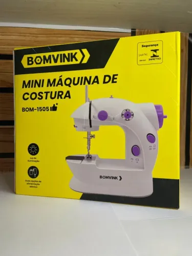 MINI MÁQUINA DE COSTURA RETA PORTÁTIL BRANCA 110/220V - BOMVINK BOM-1505