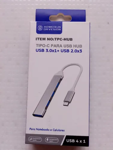 Hub USB Tipo-C 4 em 1 para Notebooks e Celulares