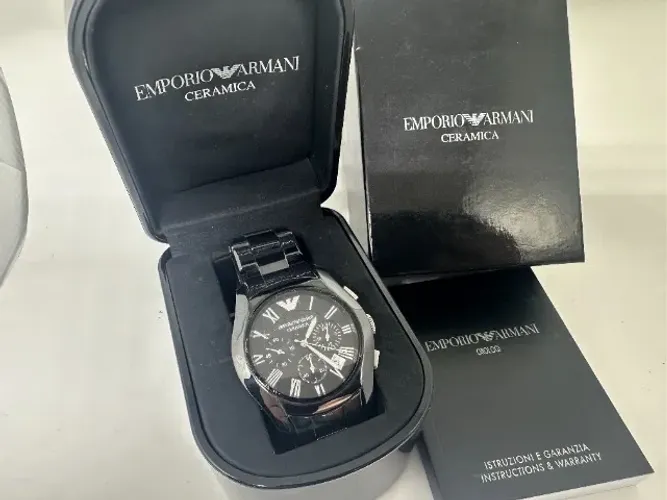 Relógio Emporio Armani Ar1400 Preto Prata Quartzo Ceramica
