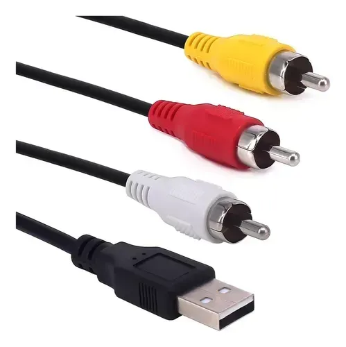 Cabo Usb Macho X Av 3 Rca Audio E Video Tv 1,5 Metros