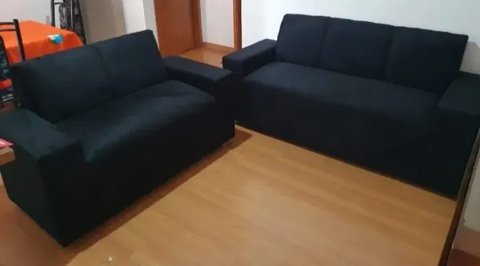 Conjunto de Sofá 2 e 3 Lugares Preto