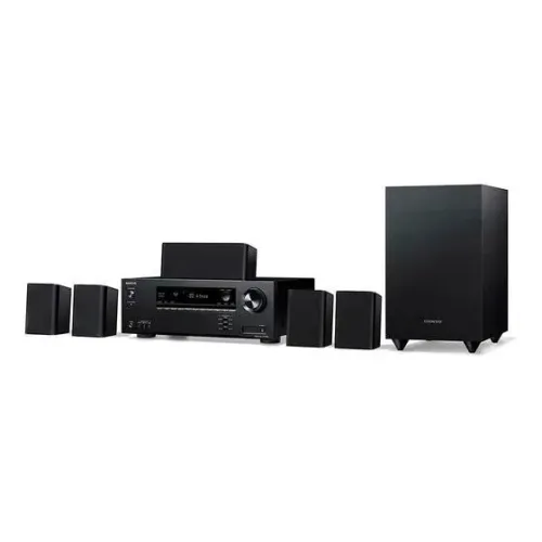 Receiver Onkyo 5.1 modelo HT-R340 com controle e caixas acústicas (2 frontais + 2 surround