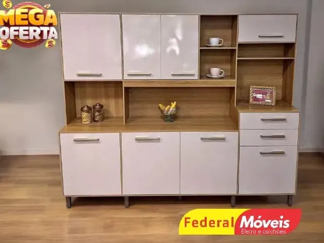 ARMARIO DE COZINHA OFF WHITE 8 PORTAS 2 GAVETAS (TEMOS CREDIÁRIO)