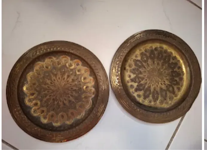 Par de pratos de bronze pequenos 18 cm