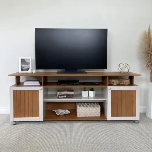 NOVO | Rack para TV até 75" 180cm com 2 Portas e Rodízios - Fazemos Entrega