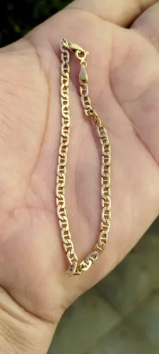 Pulseira Piastrine Ouro 18k 750 - 21cm - Joia Clássica e Robusta