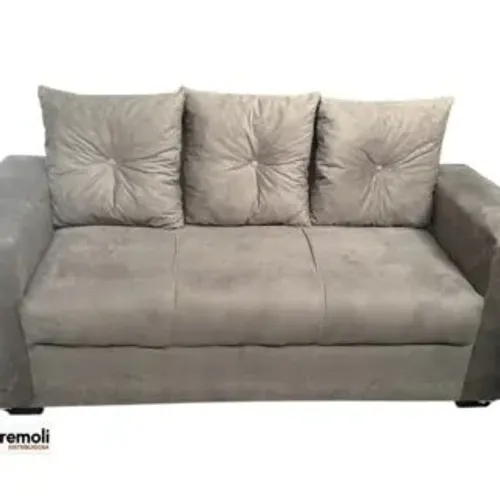 Sofa Pop Bela 3 / Lugares Cor Marrom - almofadas soltas Pés em Madeira