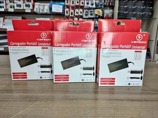 Carregador Portátil Universal para Notebook - 9 Conectores - 120W