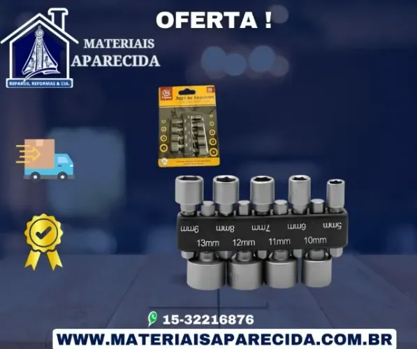 Jogo Soquete Canhao Sextavado Parafusadeira 9pc SQ-4316