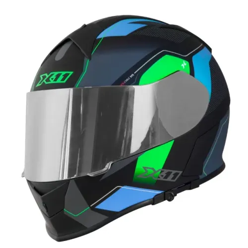 Capacete X11 Revo Pro Flagger 2 Verde/Azul Fosco (Entrega Grátis)