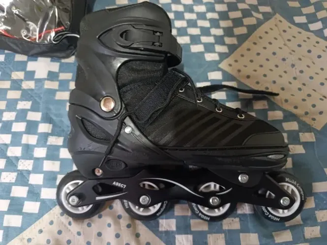 patins inline roller semi profissional preto tamanho 40-43 - mega compras