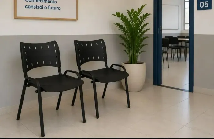 Cadeira ISO preta ideal pra recepção, igreja, curso, escola residencial muito confortável
