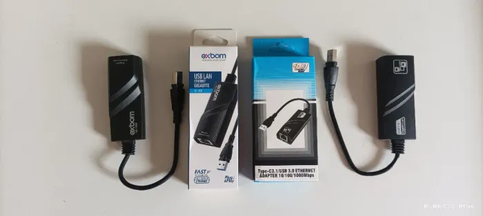 02 Adaptadores Ethernet USB 3.0 10/100/1000 Gigabit Chipset Realtek - c/ defeito