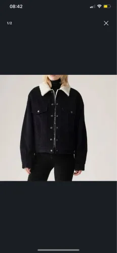 Jaqueta levis preta sherpa m