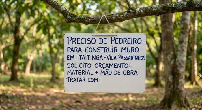 Preciso de um pedreiro que faça o orçamento da construção de um muro