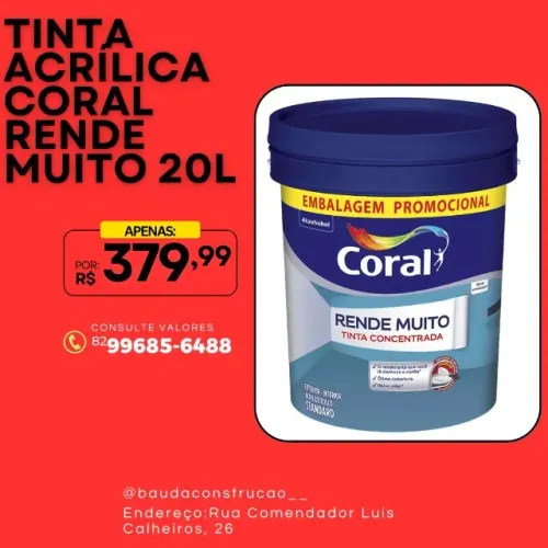 TINTA ACRÍLICA CORAL RENDE MUITO 20L 