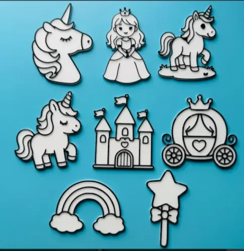 Kit de Pintura Encantado - Princesa e Unicórnios (Impressão 3D)