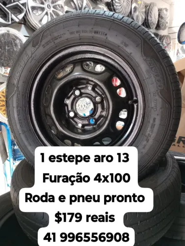 Roda aro 13 com pneu furação 4x100 original VW Volkswagen $179 reais