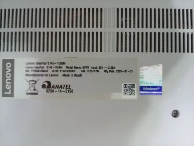 Notebook Lenovo Intel Celeron n4000 e SSD de 500gb