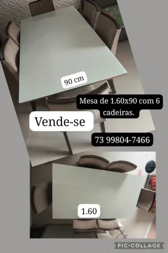 Vendo mesa de sala de jantar com 6 cadeiras