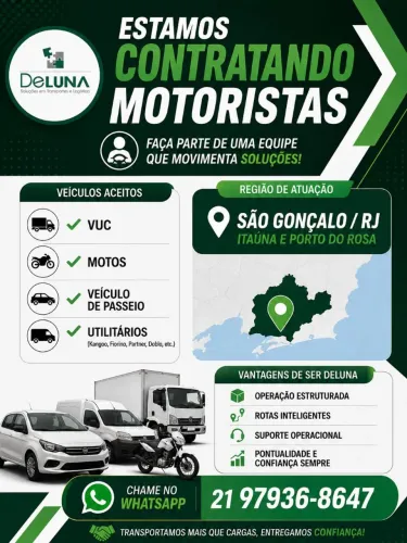 Estamos agregando veículos para São Gonçalo 