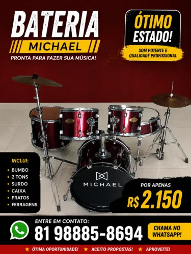 Bateria Michael para fazer o seu som 