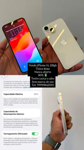 Vendo iphone 14 128gb branco - estado de novo