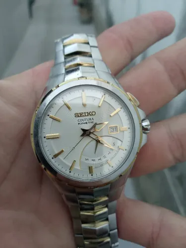 Relógio Seiko coutura kinetic bicolor. Parado